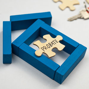 Probate puzzle piece fitting into a blue frame